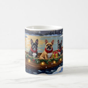 French Bulldog Christmas Boat Holiday Coffee Mug