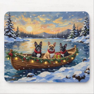 French Bulldog Christmas Boat Holiday Mouse Pad