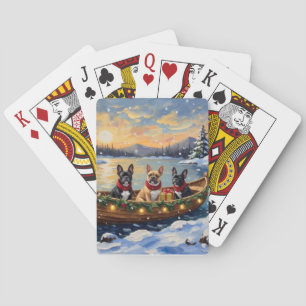 French Bulldog Christmas Boat Holiday Playing Cards