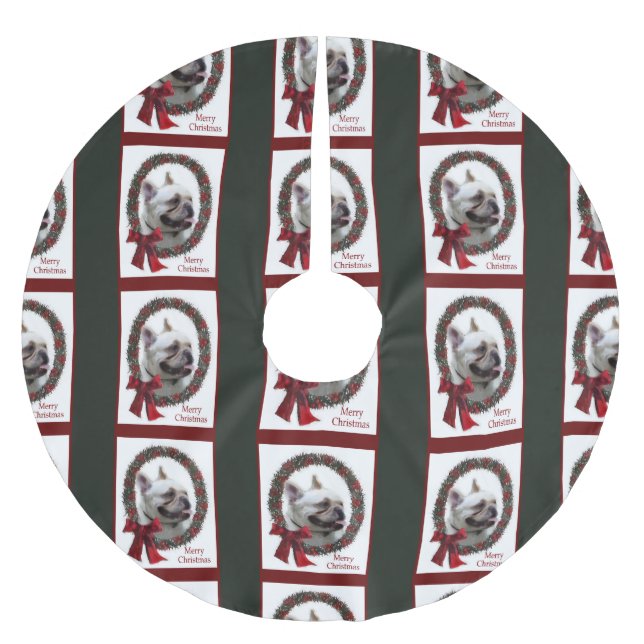 French Bulldog Christmas Brushed Polyester Tree Skirt (Front)