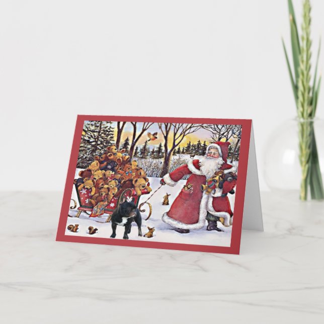 French Bulldog Christmas Card Santa Bears (Front)