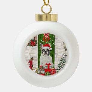 French Bulldog Christmas  Ceramic Ball Christmas Ornament