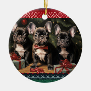 French Bulldog Christmas Ceramic Ornament