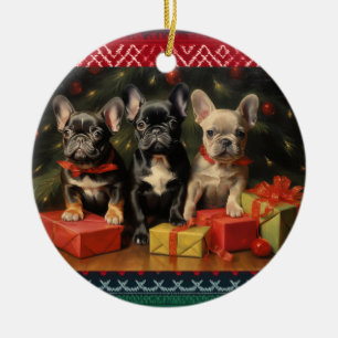 French Bulldog Christmas Ceramic Ornament