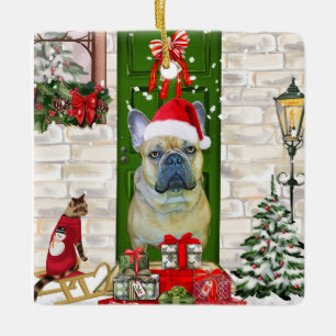 French Bulldog Christmas Ceramic Ornament