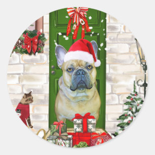 French Bulldog Christmas  Classic Round Sticker