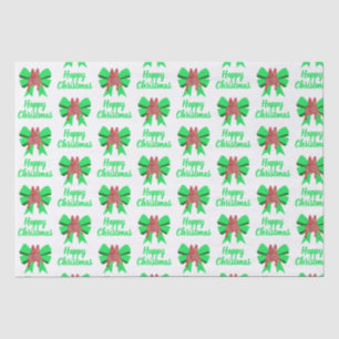 French Bulldog Christmas Dog & Green Bow White Tissue Paper