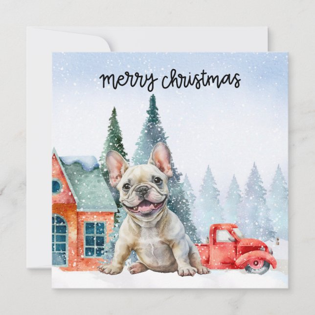 French Bulldog Christmas Dog Holiday Card (Front)