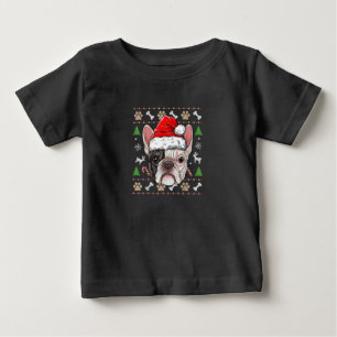 french bulldog christmas dog santa with hat gift baby T-Shirt