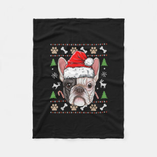 french bulldog christmas dog santa with hat gift fleece blanket