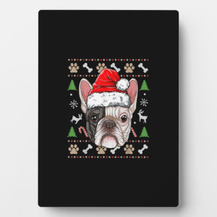 french bulldog christmas dog santa with hat gift plaque