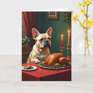 French Bulldog Christmas Eve Feast Painting Card