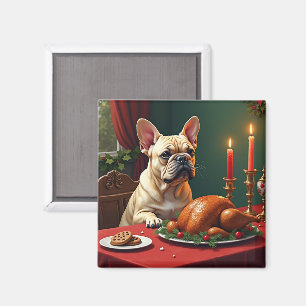 French Bulldog Christmas Eve Feast Painting Magnet
