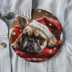 French Bulldog Christmas Festive 6 Cm Round Badge