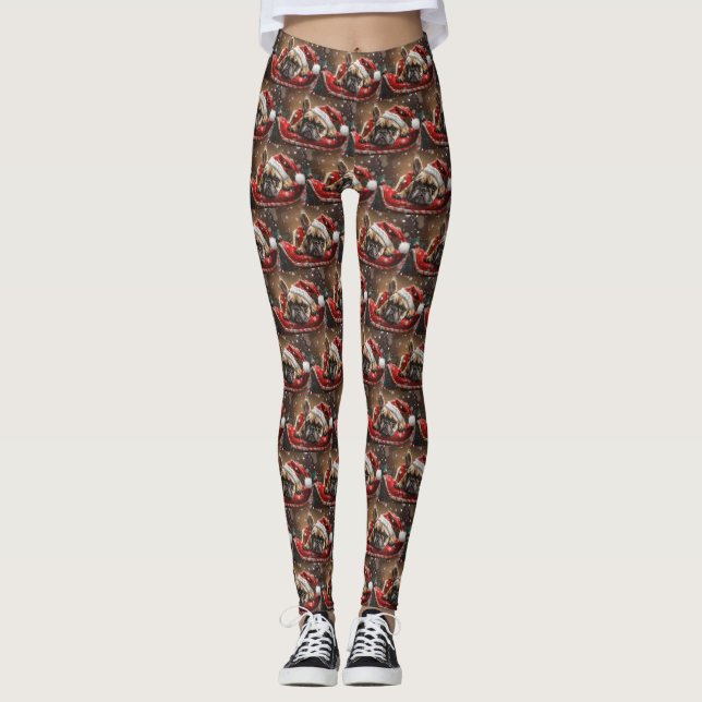 French Bulldog Christmas Festive  Leggings (Front)