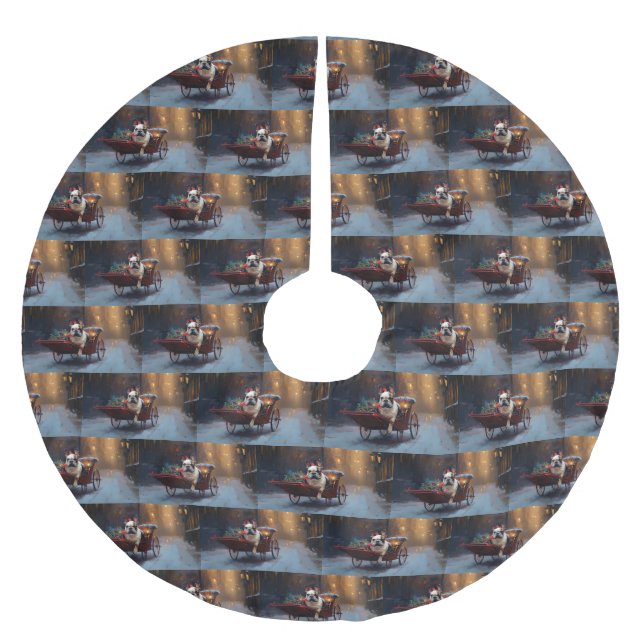 French Bulldog Christmas Festive Season Brushed Polyester Tree Skirt (Front)