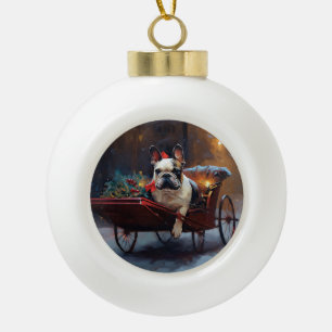 French Bulldog Christmas Festive Season Ceramic Ball Christmas Ornament