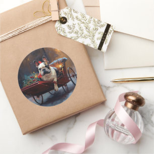 French Bulldog Christmas Festive Season Classic Round Sticker