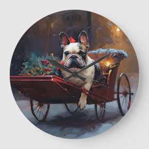 French Bulldog Christmas Festive Season Large Clock