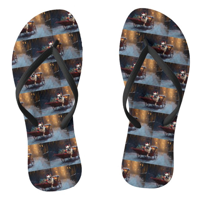 French Bulldog Christmas Festive Season Thongs (Footbed)