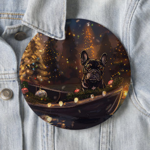 French Bulldog Christmas Festive Voyage 6 Cm Round Badge