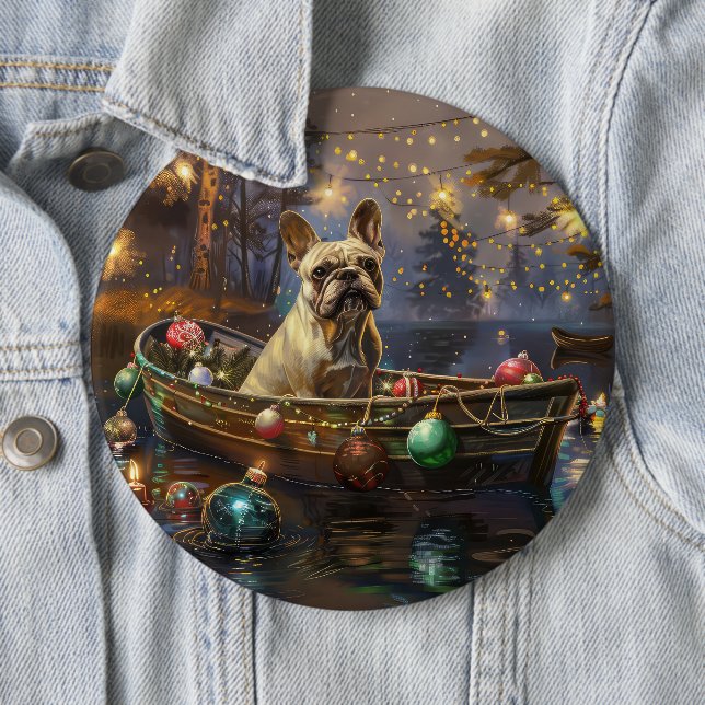 French Bulldog Christmas Festive Voyage  6 Cm Round Badge (In Situ)