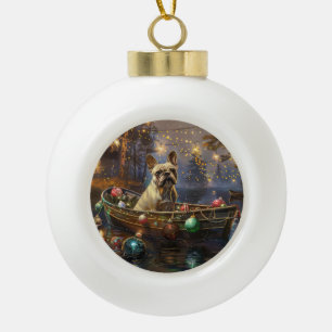 French Bulldog Christmas Festive Voyage Ceramic Ball Christmas Ornament