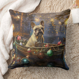 French Bulldog Christmas Festive Voyage  Cushion