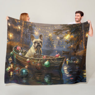French Bulldog Christmas Festive Voyage  Fleece Blanket