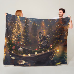 French Bulldog Christmas Festive Voyage Fleece Blanket
