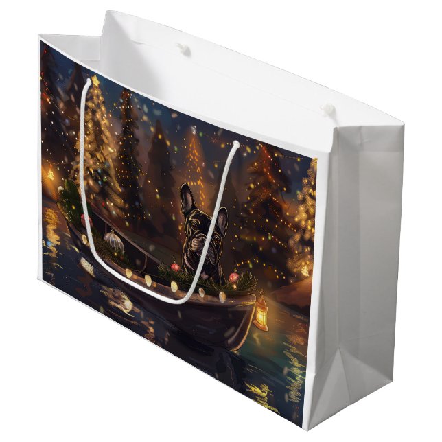 French Bulldog Christmas Festive Voyage Large Gift Bag (Front Angled)