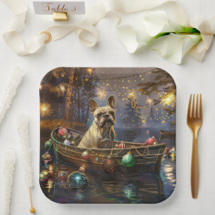 French Bulldog Christmas Festive Voyage Paper Plate
