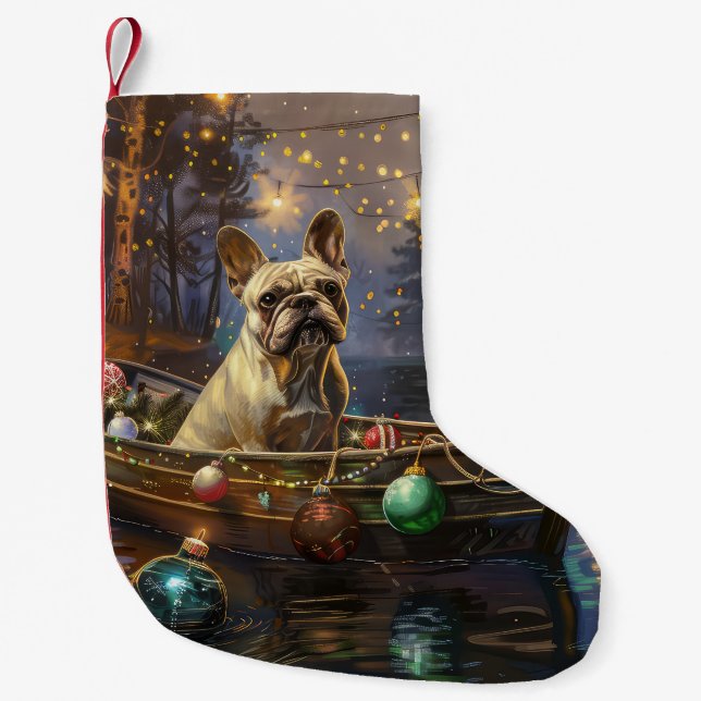 French Bulldog Christmas Festive Voyage  Small Christmas Stocking (Front)