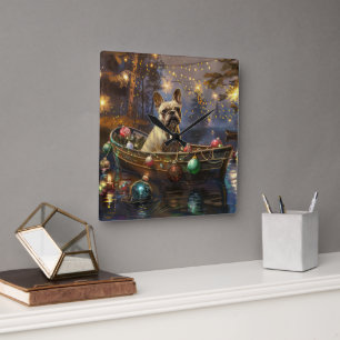 French Bulldog Christmas Festive Voyage  Square Wall Clock