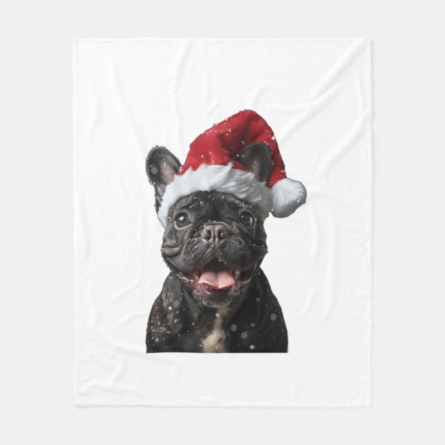 French Bulldog Christmas  Fleece Blanket (Front)