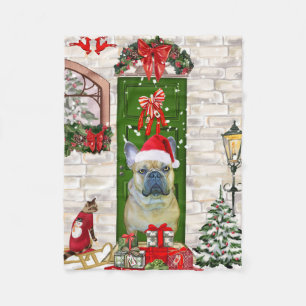 French Bulldog Christmas  Fleece Blanket