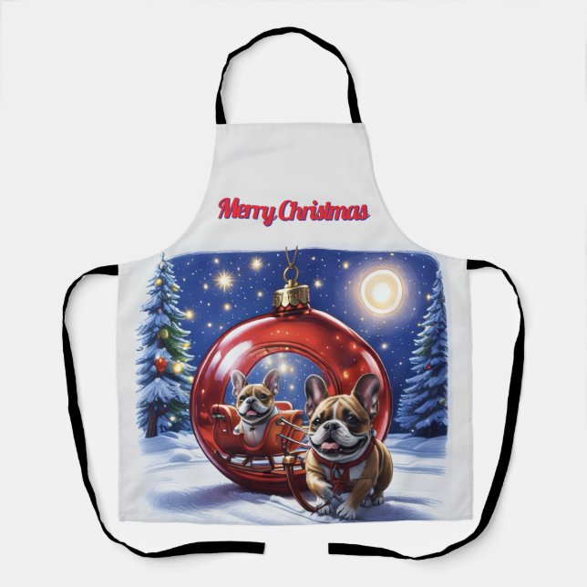 French Bulldog Christmas French Bulldog Apron (Front)
