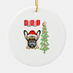 French Bulldog Christmas gift Ceramic Ornament