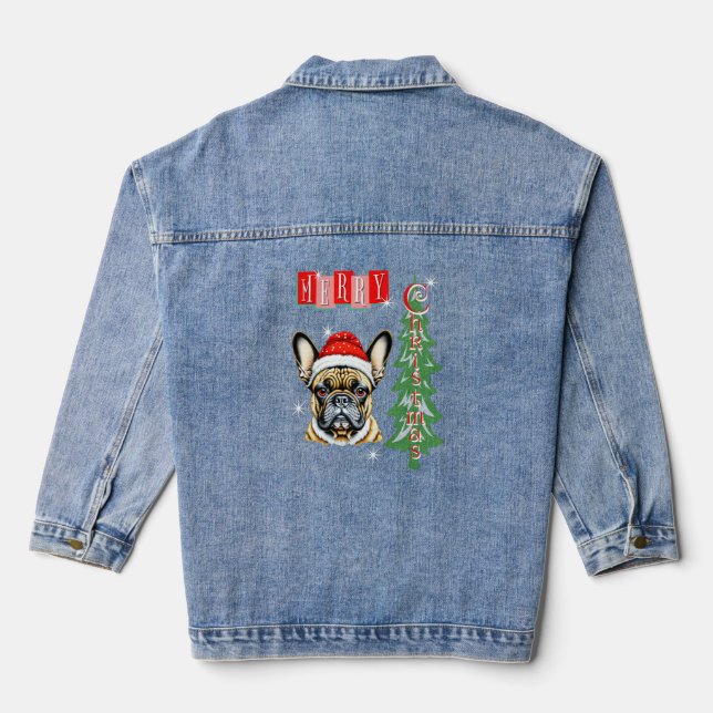 French Bulldog Christmas gift   Denim Jacket (Back)