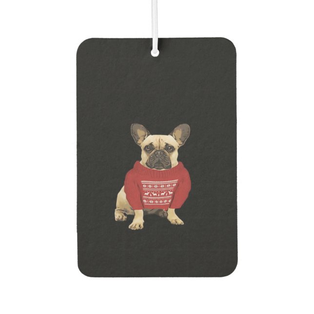 French Bulldog Christmas gifts and christmas sweat Car Air Freshener (Front)