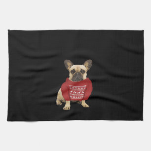 French Bulldog Christmas gifts and christmas sweat Tea Towel