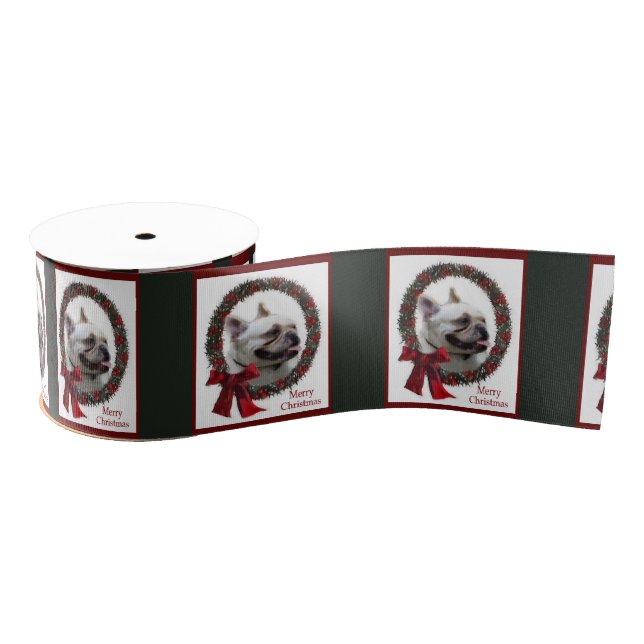 French Bulldog Christmas Grosgrain Ribbon (Spool)