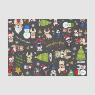 French Bulldog Christmas Holiday Tissue Paper