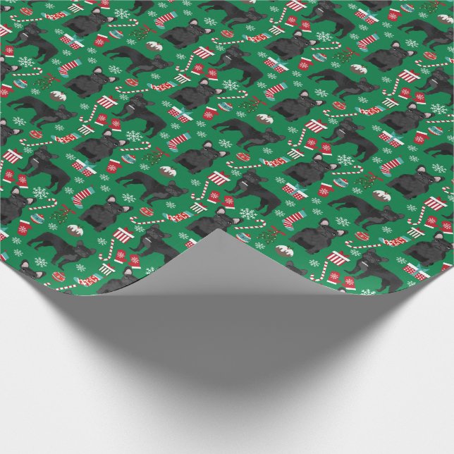 French Bulldog Christmas holiday Wrapping Paper (Corner)