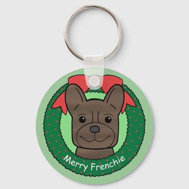 French Bulldog Christmas Key Ring (Front)