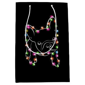 French Bulldog Christmas Light Medium Gift Bag