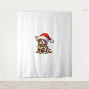 French Bulldog Christmas Lights Santa Hat Boys Gir Tapestry