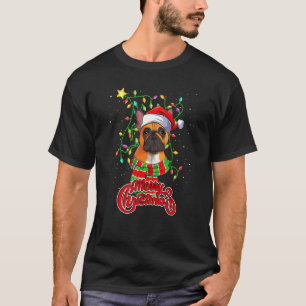 French Bulldog Christmas Lights Santa Hat Dog Owne T-Shirt