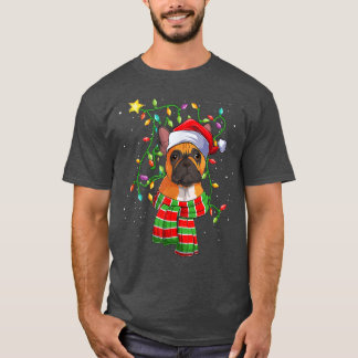 French Bulldog Christmas Lights Santa Hat Dog Owne T-Shirt