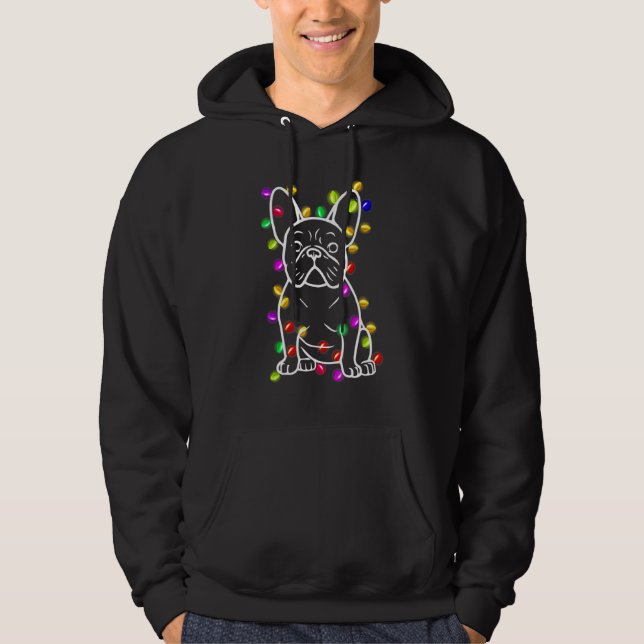 French Bulldog Christmas Lights Tree Decorations Hoodie (Front)
